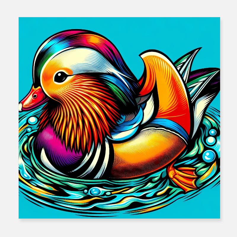 Canard mandarin Poster 20 x 20 cm