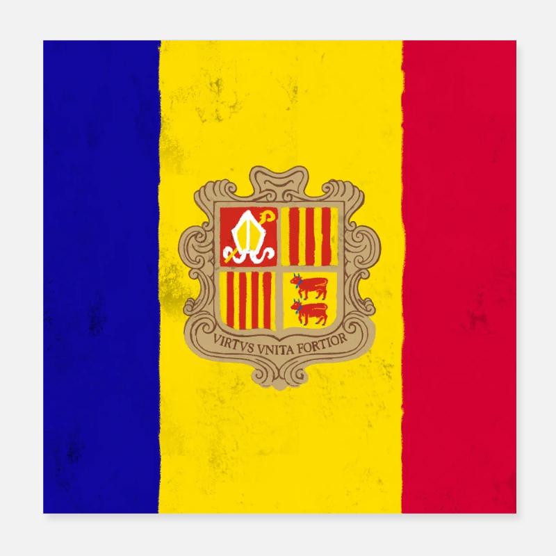 Drapeau de l’Andorre – symbole d’indépendance et de tradition Poster 20 x 20 cm