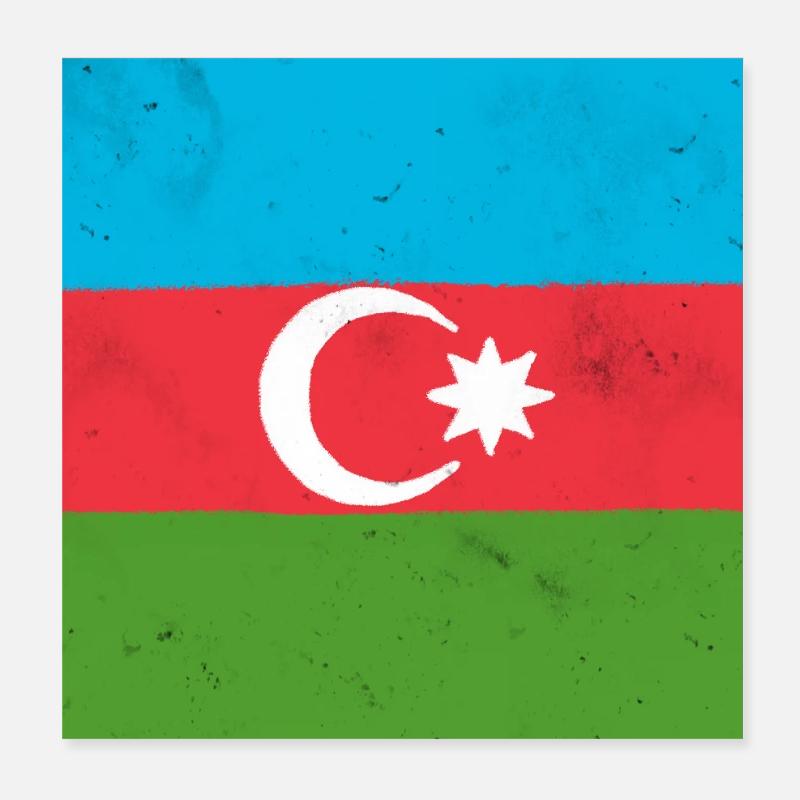 Drapeau de l’Azerbaïdjan – Fierté et identité nationale Poster 20 x 20 cm
