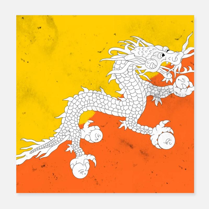 Drapeau du Bhoutan Poster 20 x 20 cm