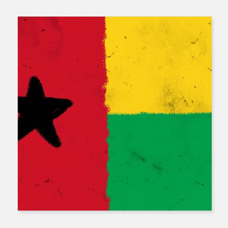 Drapeau de la Guinée-Bissau – Étoile de l’Afrique - Poster 20 x 20 cm - blanc