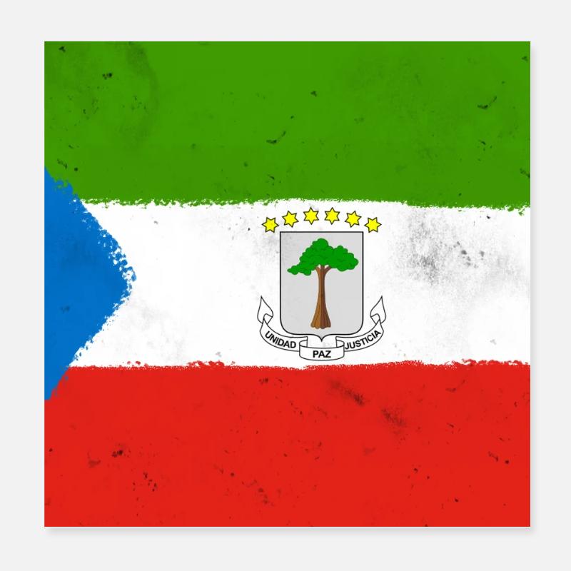 Drapeau de la Guinée équatoriale – Identité tropicale Poster 20 x 20 cm