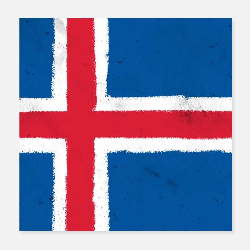 Flagge von Island - Poster 20x20 cm - Weiß