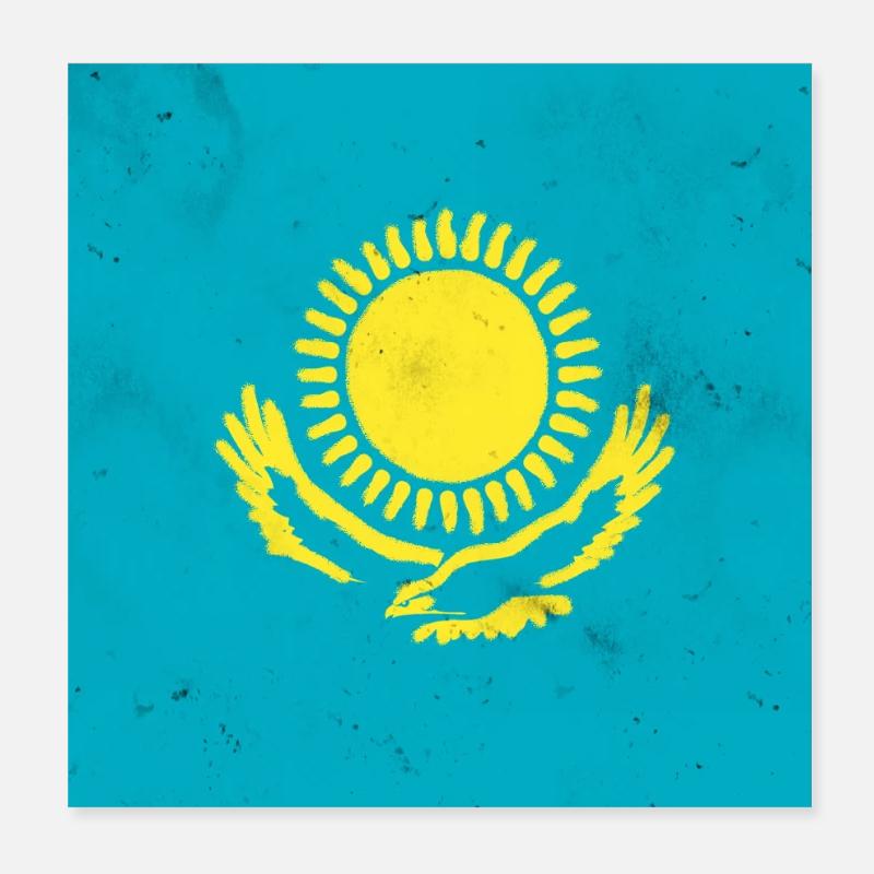 Drapeau du Kazakhstan Poster 20 x 20 cm