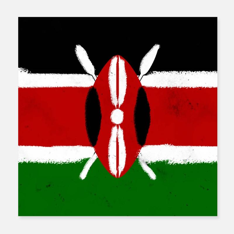 Flagge von Kenia Poster 20x20 cm