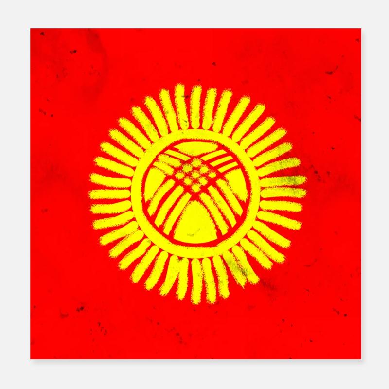 Drapeau du Kirghizistan - Poster 20 x 20 cm - blanc