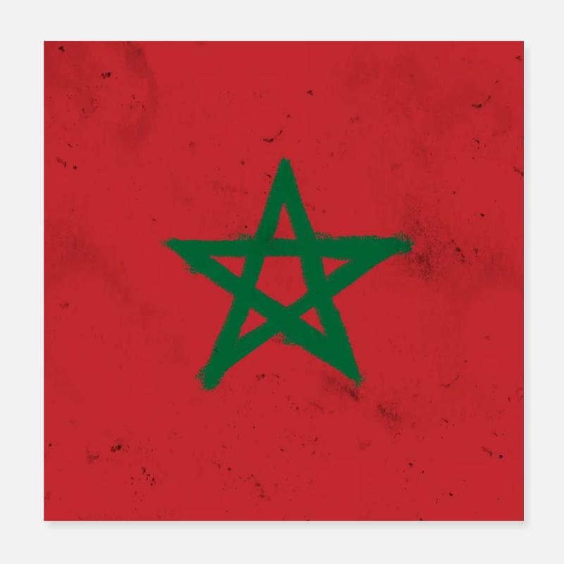 Drapeau du Maroc - Poster 20 x 20 cm - blanc