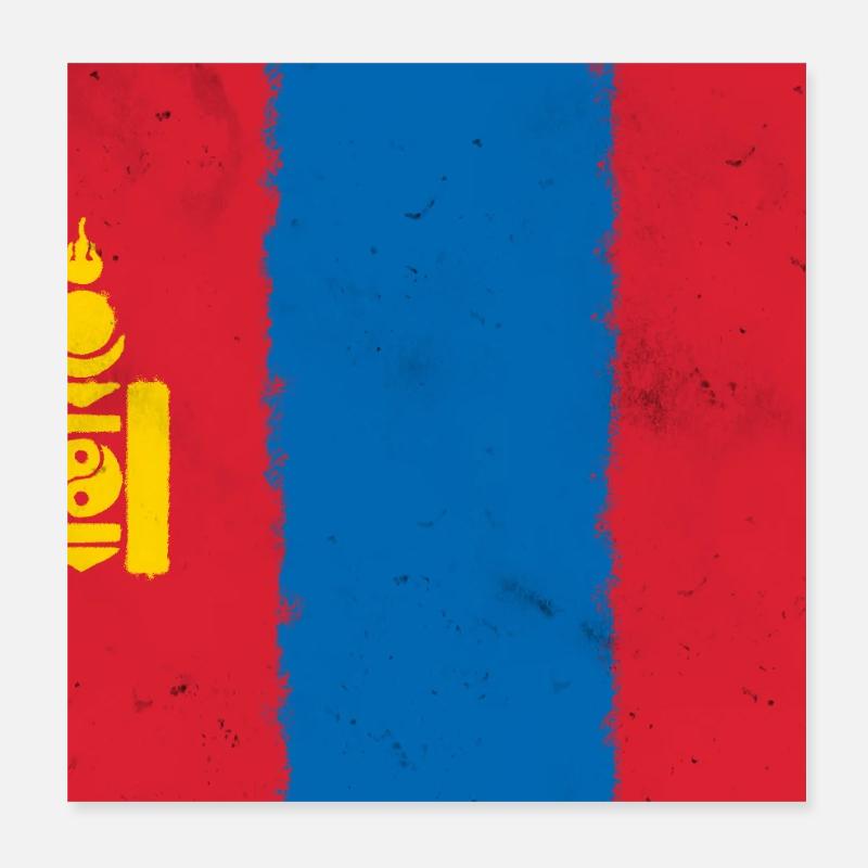 Flag of Mongolia Poster 8" x 8" (20x20 cm)