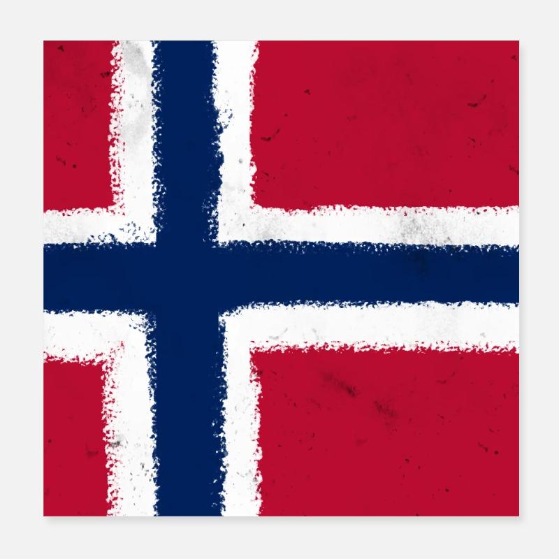 Flagge von Norwegen - Poster 20x20 cm - Weiß