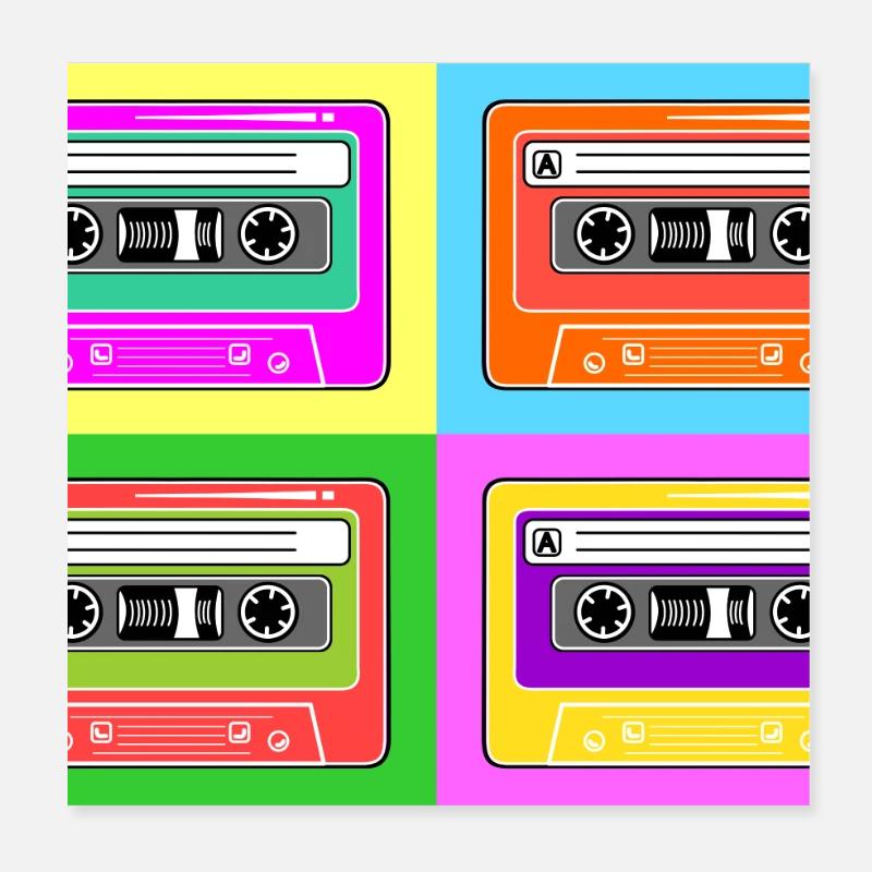 Cassette cassette pop art Poster 20 x 20 cm