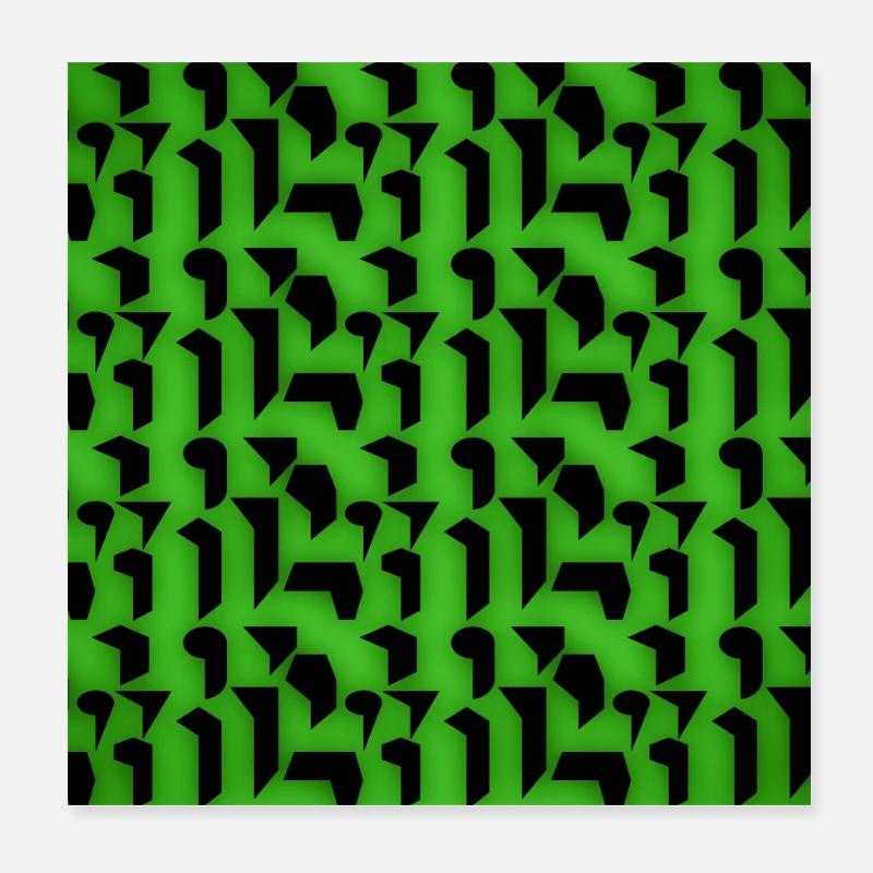 Formes et objets à motifs déco en vert-noir Poster 20 x 20 cm
