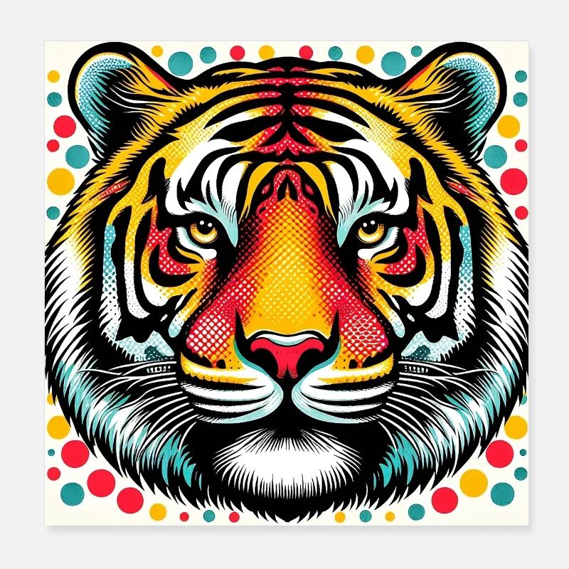 Tiger Pop Art Poster 8" x 8" (20x20 cm)