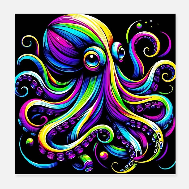 Octopus Poster 8" x 8" (20x20 cm)