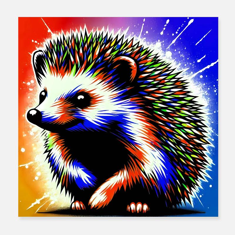 hedgehog Poster 8" x 8" (20x20 cm)
