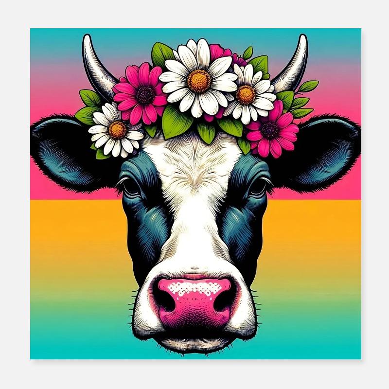 cow Poster 8" x 8" (20x20 cm)