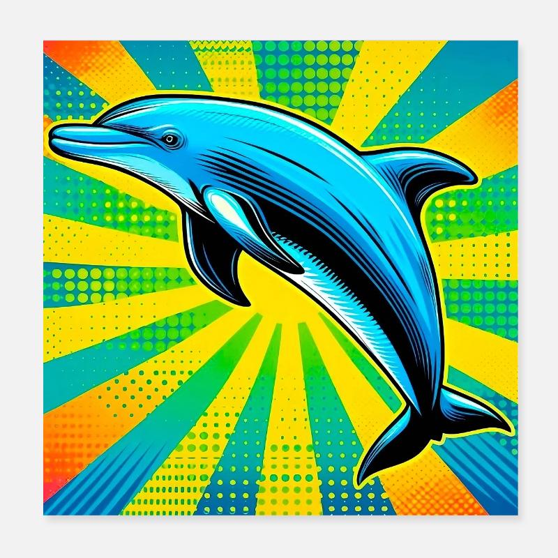 dolphin Poster 8" x 8" (20x20 cm)