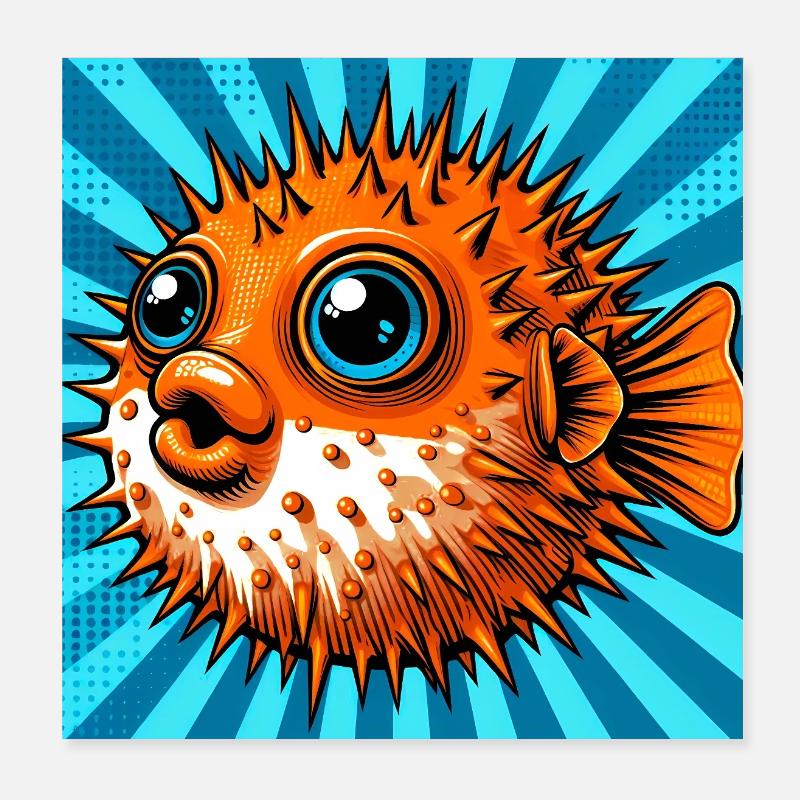 Kugelfisch Poster 20x20 cm