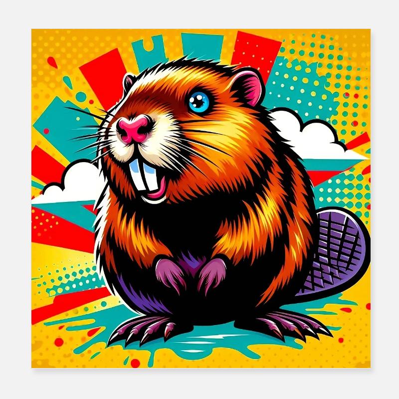beaver Poster 8" x 8" (20x20 cm)