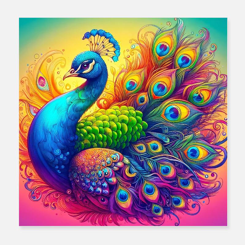 Pfau Poster 20x20 cm