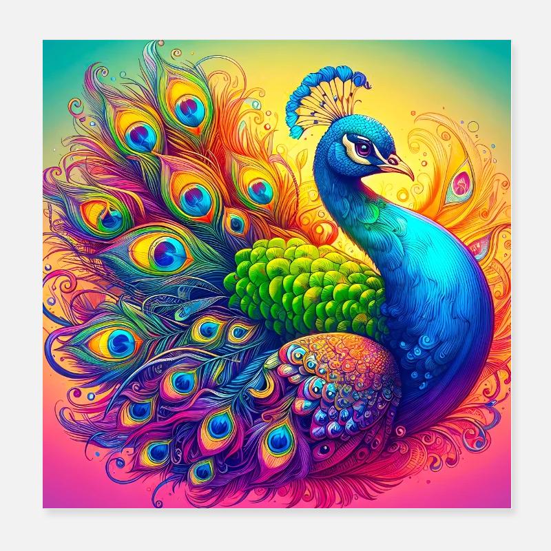 Pfau Poster 20x20 cm