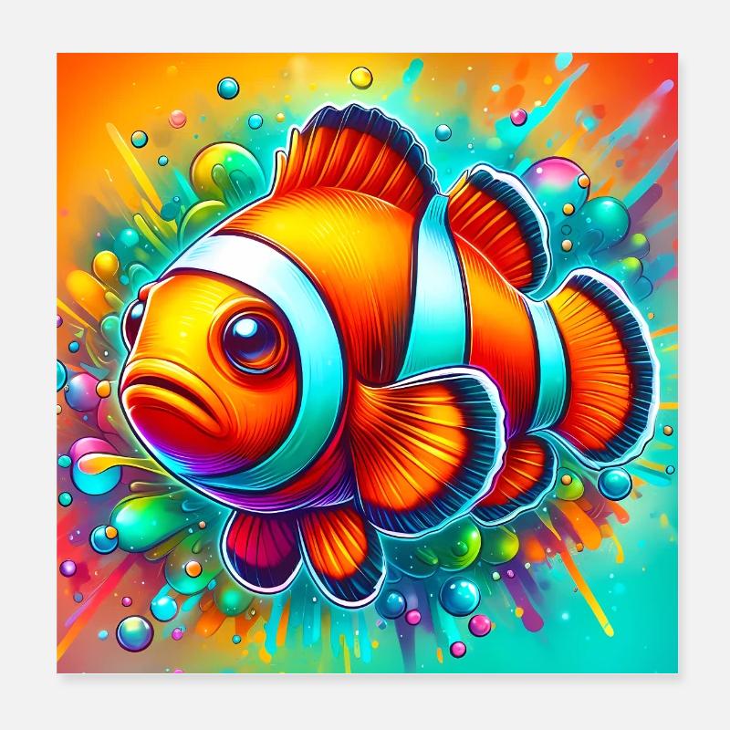 Poisson-clown Poster 20 x 20 cm