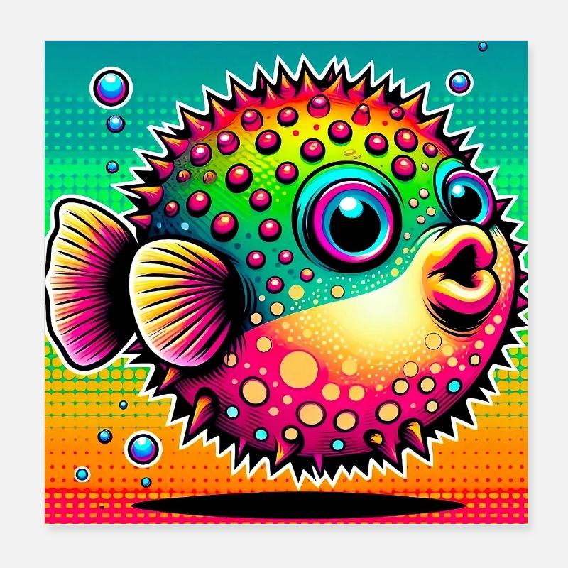 Kugelfisch Poster 20x20 cm