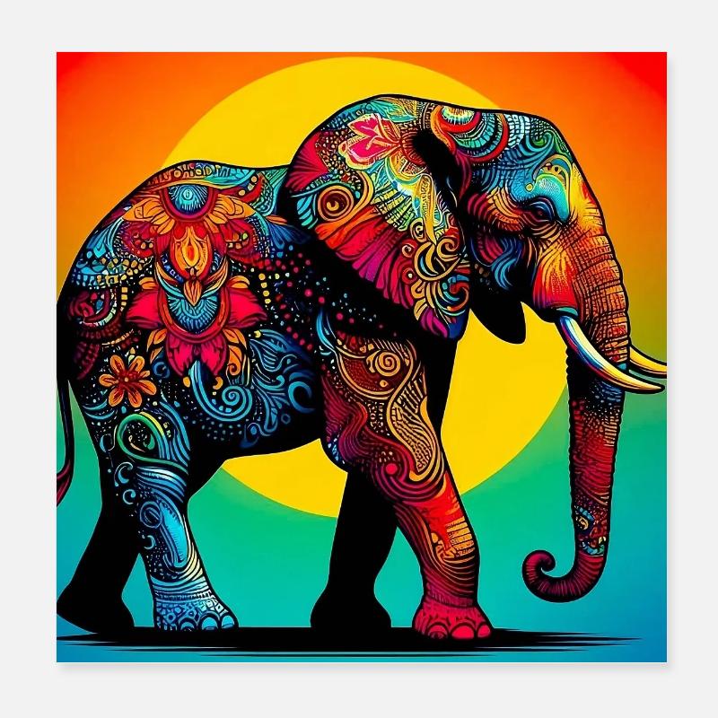 éléphant Poster 20 x 20 cm