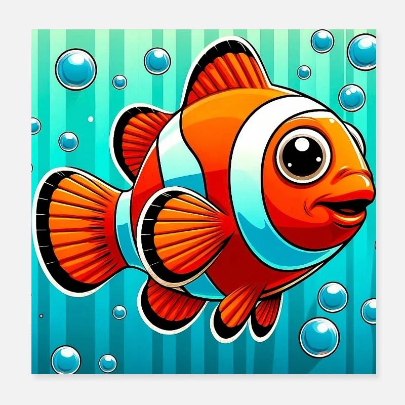 Poisson-clown Poster 20 x 20 cm