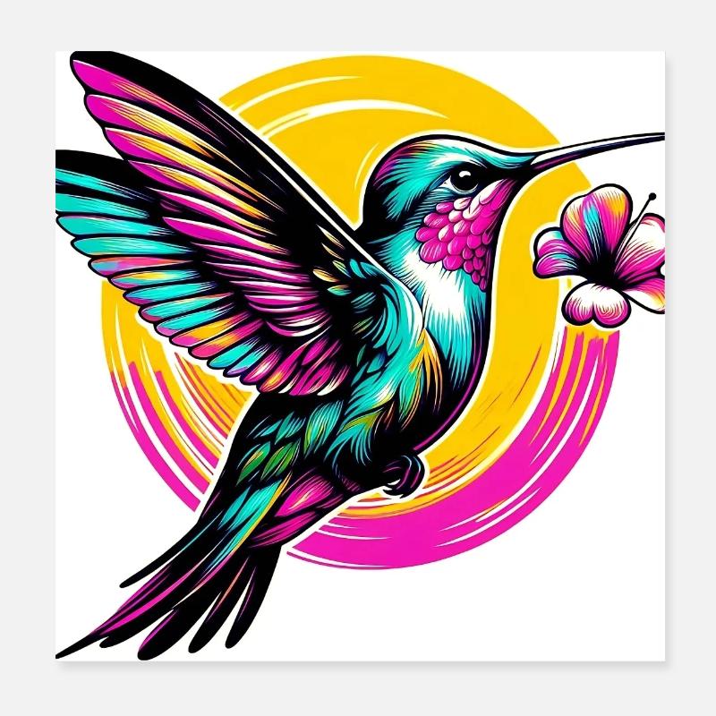 Colibri - Poster 20 x 20 cm - blanc