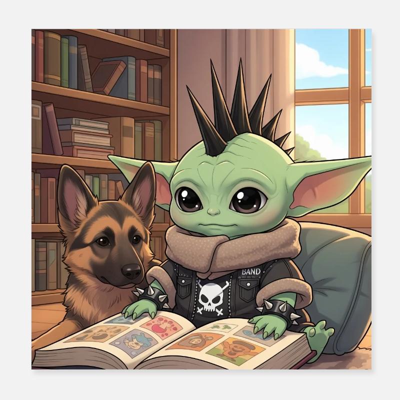 Fantasievolles Mythos mit Grimoire - Poster 20x20 cm - Weiß