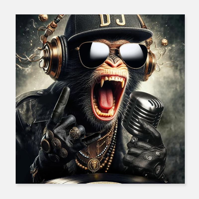 DJ Affe Poster 20x20 cm