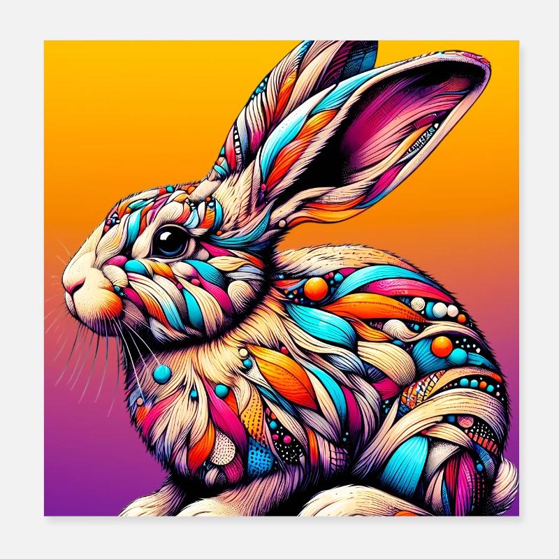 rabbit Poster 8" x 8" (20x20 cm)