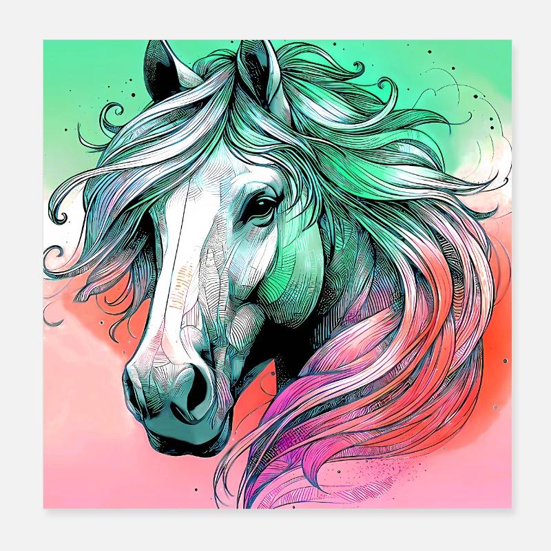 Pferd Poster 20x20 cm