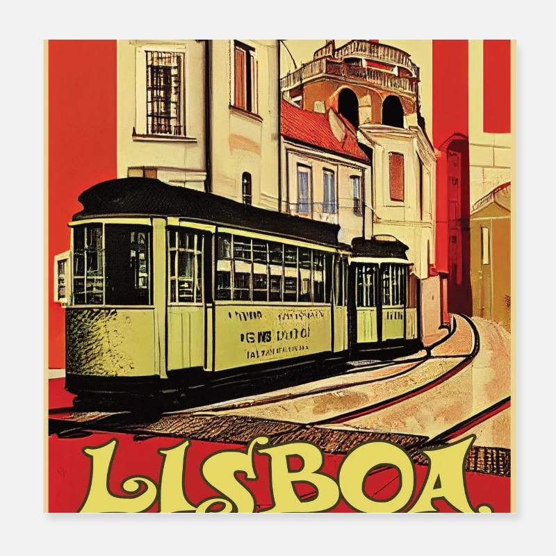 Tramway de Lisbonne Poster 20 x 20 cm