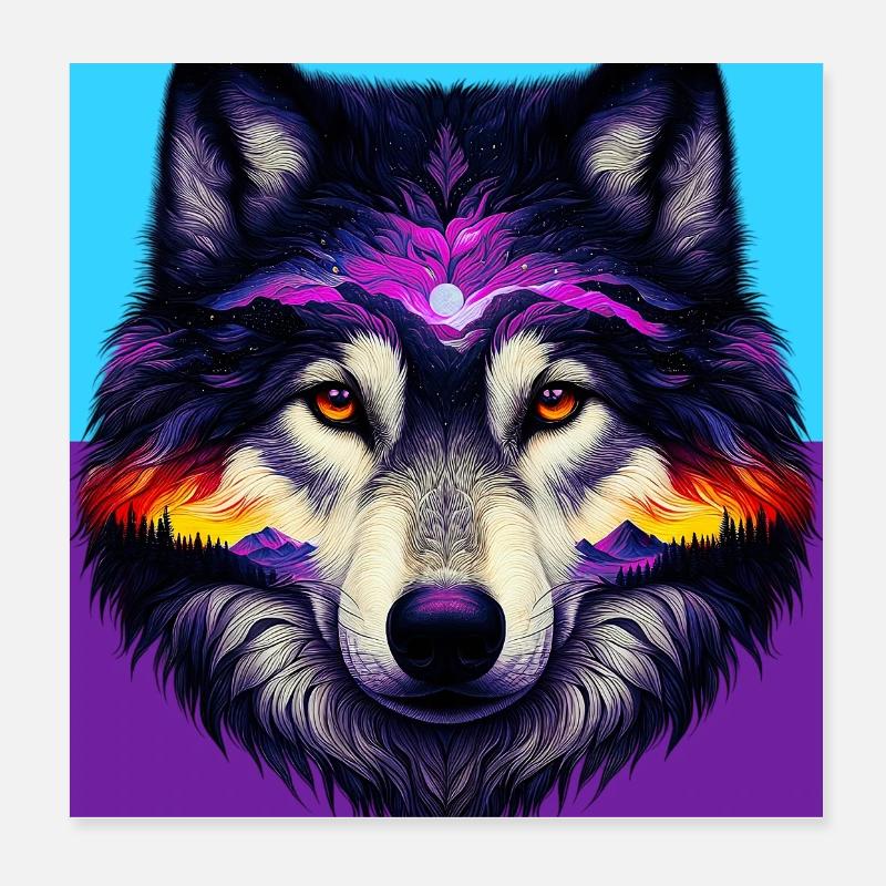 Wolf Poster 20x20 cm