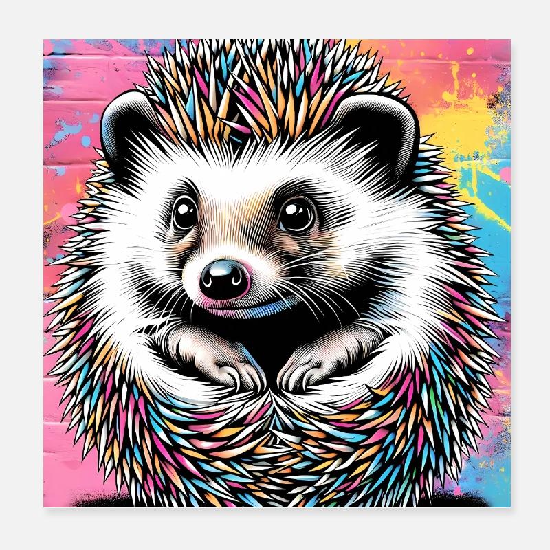 hedgehog Poster 8" x 8" (20x20 cm)