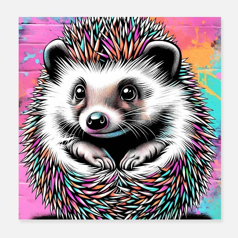 hedgehog Poster 8" x 8" (20x20 cm)