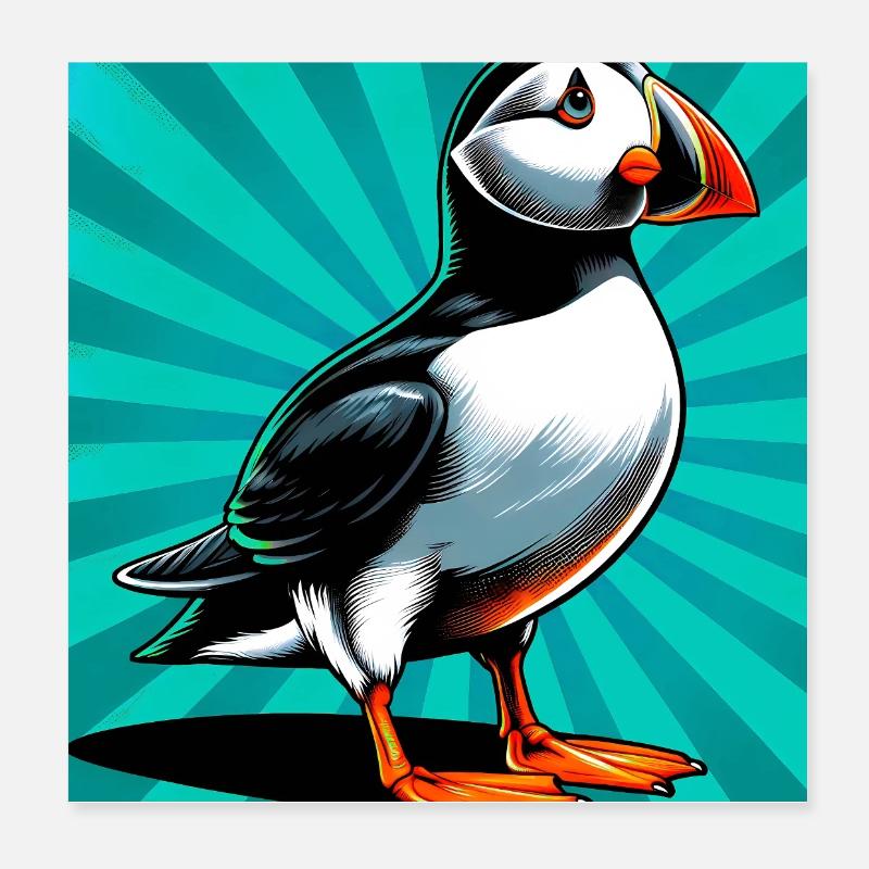 puffin Poster 8" x 8" (20x20 cm)