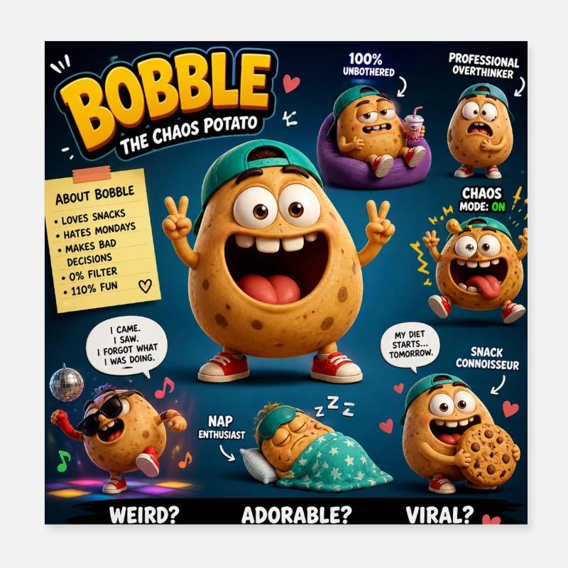 Bobble la Patate du Chaos Poster 20 x 20 cm
