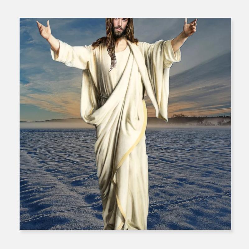 Jesusfigur Winter - Poster 20x20 cm - Weiß