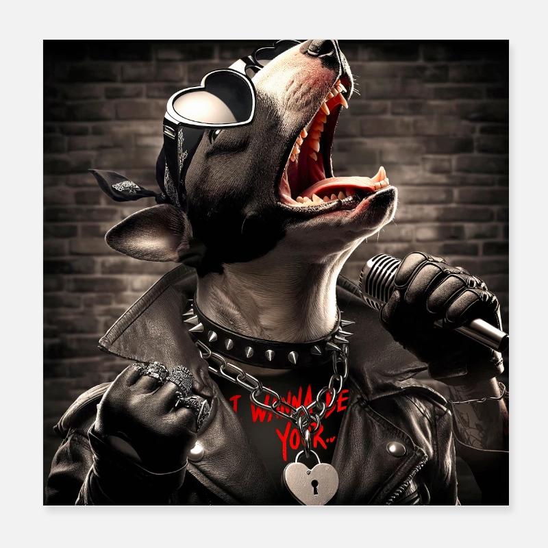 Chien Chanteur Poster 20 x 20 cm