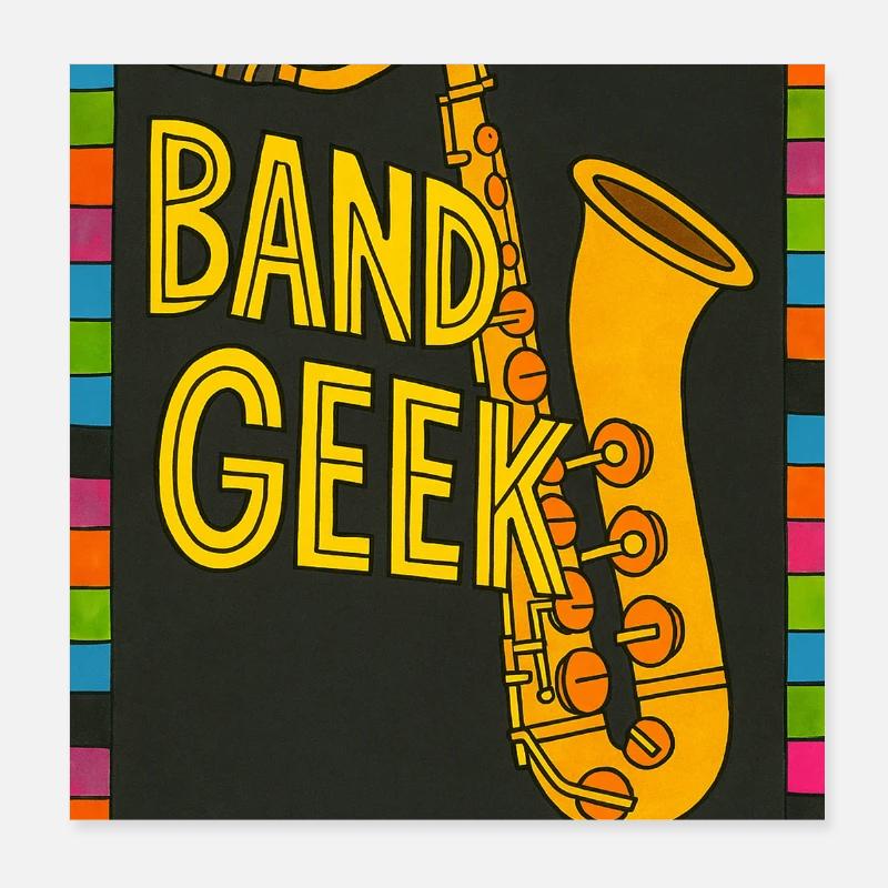 Band Geek Saxophone Illustration Poster 8" x 8" (20x20 cm)
