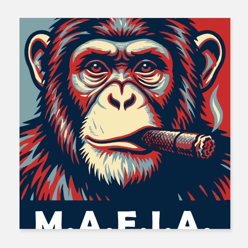 Pop Art Chimp with Cigar Poster 8" x 8" (20x20 cm)