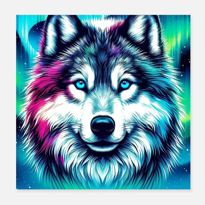 Chien loup husky Poster 20 x 20 cm