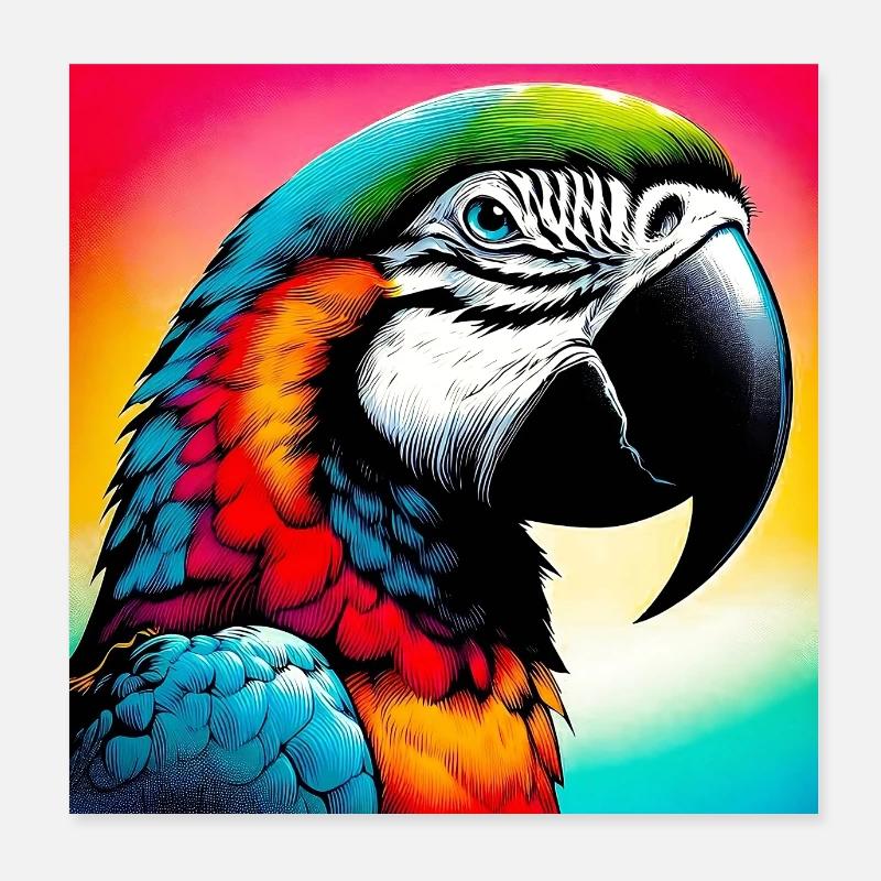 parrot Poster 8" x 8" (20x20 cm)