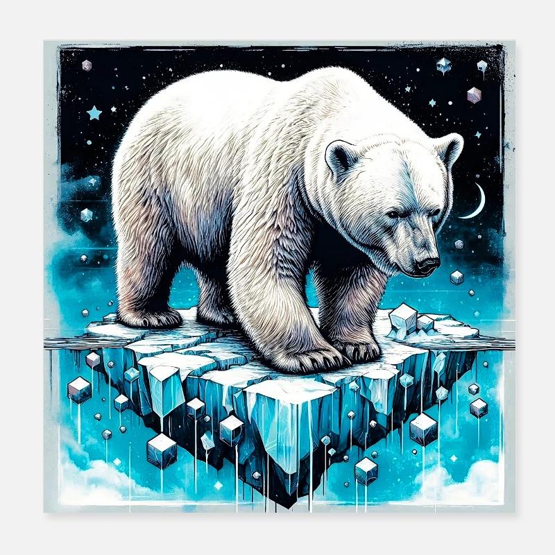 ours blanc Poster 20 x 20 cm