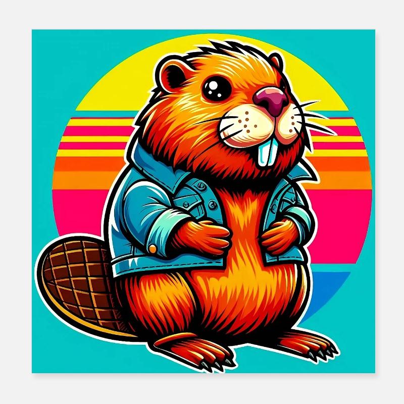 beaver Poster 8" x 8" (20x20 cm)