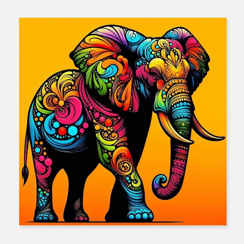 éléphant Poster 20 x 20 cm