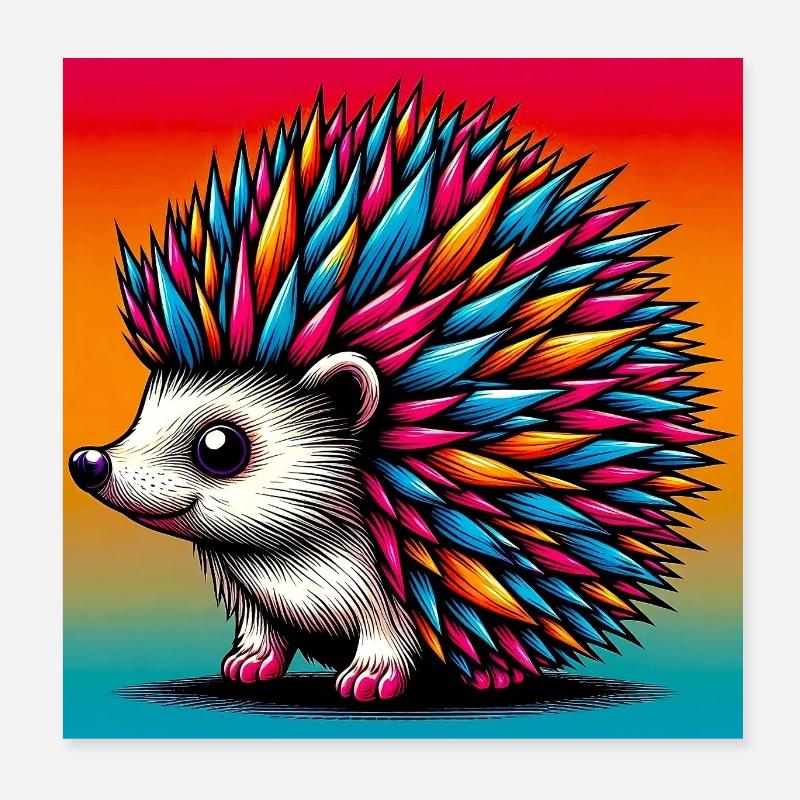 hedgehog Poster 8" x 8" (20x20 cm)