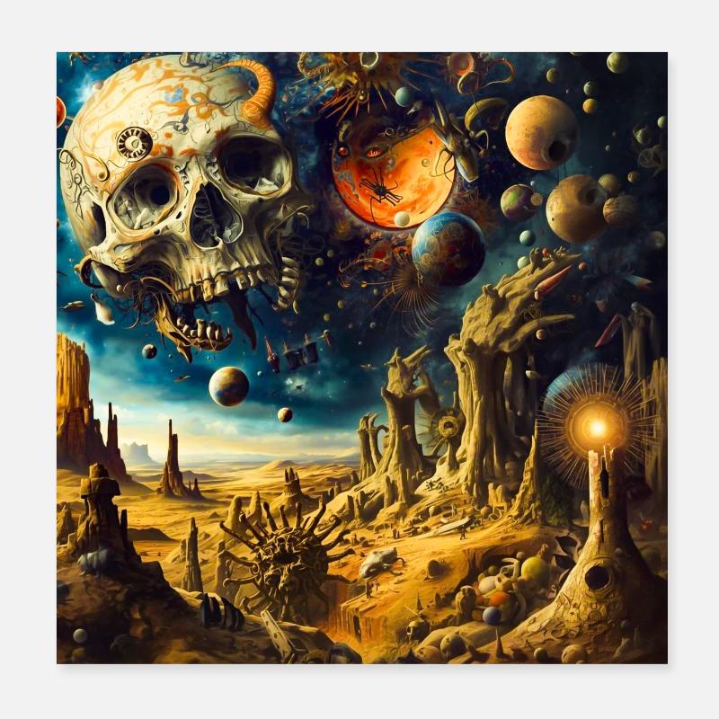 Cosmic Skeleton Landscape Poster 8" x 8" (20x20 cm)